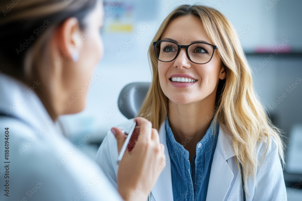 Fototapeta premium Periodontist examines patient's gums for periodontal disease with clinical precision and care