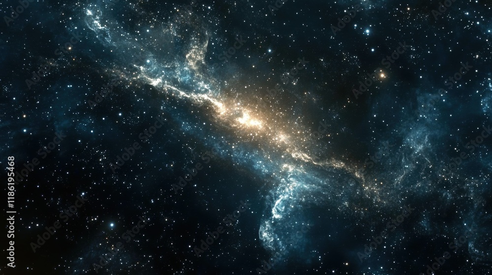 Fototapeta premium A Cosmic Nebula with Swirling Gas and Dust, Illuminated by Distant Stars