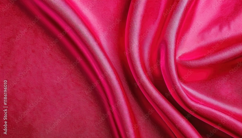 Obraz premium luxurious close-up of vibrant red satin fabric with smooth folds and glossy texture, ideal for background, fashion, and design projects