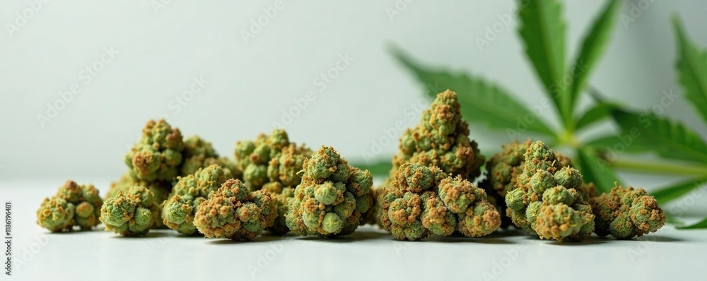 Marijuana joints and buds with a minimalist background, hemp, botanicals Marijuana joints and buds with a minimalist background, hemp, botanicals