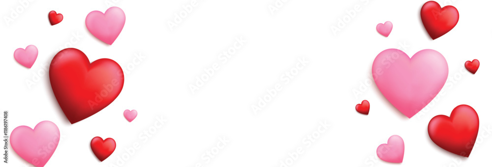 Flying hearts background design. Love frame banner. Valentine's day decoration template. Vector illustration Flying hearts background design. Love frame banner. Valentine's day decoration template. Vector illustration