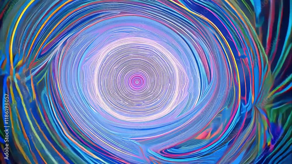 Thin, vibrant lines spiraling inward and outward in a kaleidoscopic Thin, vibrant lines spiraling inward and outward in a kaleidoscopic