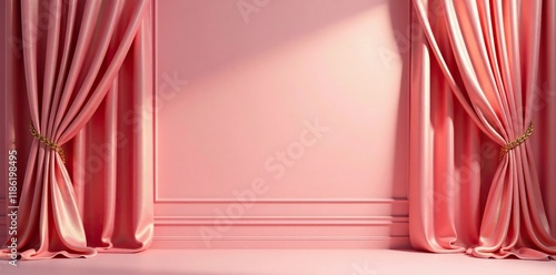Pink and gold curtains with a subtle sheen finish, gold, high end