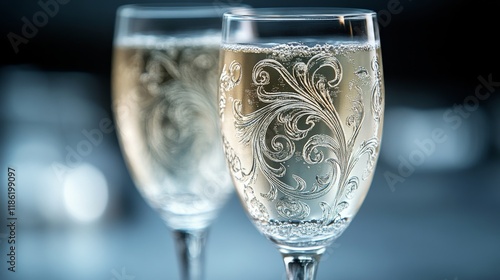 Elegant sparkling drinks served in intricately designed glasses during a fest...