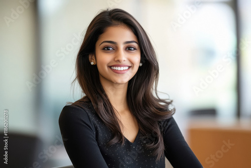 Free Download young woman standing confidently at office - GFXLoad