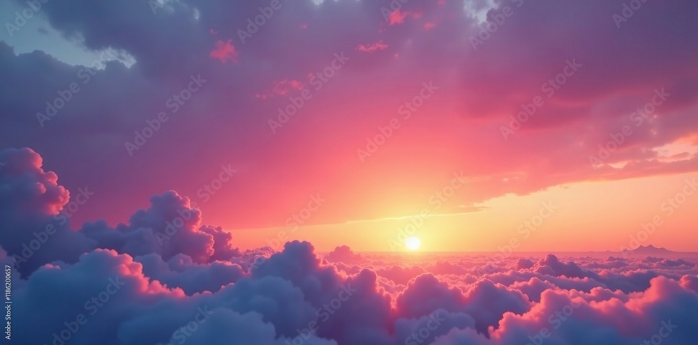 Fototapeta premium Clouds in a twilight sky during sunset create a soft and serene ambiance, sunset, abstract background