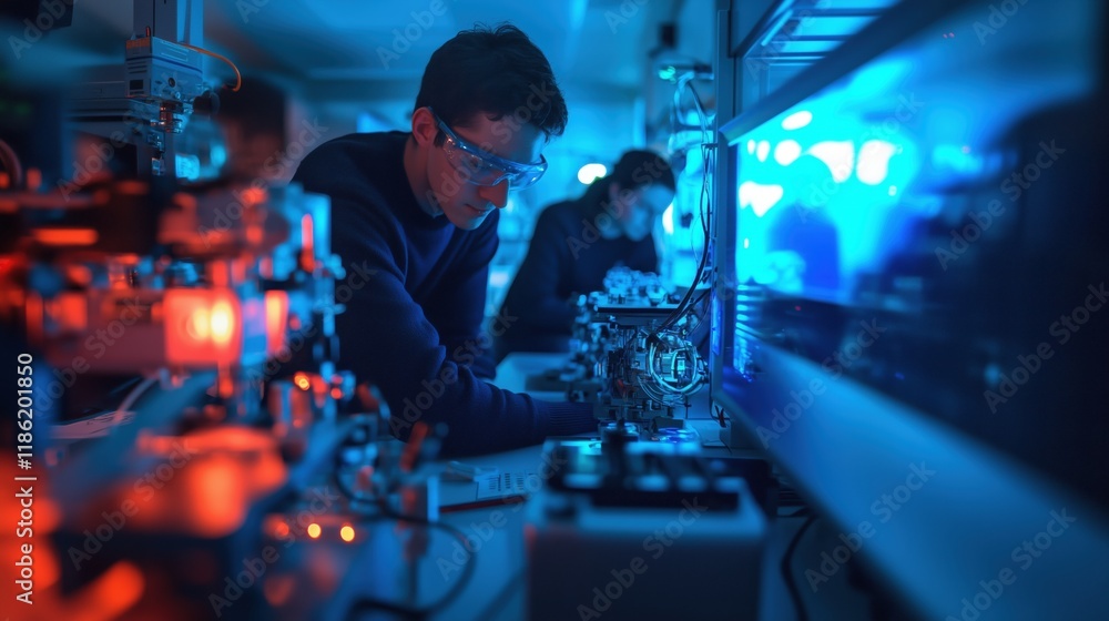 A Man Working on a Circuit Board in a Dark Room - Generative AI A Man Working on a Circuit Board in a Dark Room - Generative AI