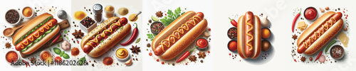 vector set of interesting hotdog dishes