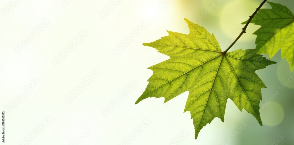 Dark green maple leaf on white background with a hint of golden light, forest, leaves, autumn leaf Dark green maple leaf on white background with a hint of golden light, forest, leaves, autumn leaf