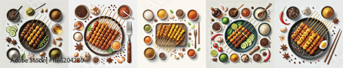 a vector collection of satay dishes from Indonesia