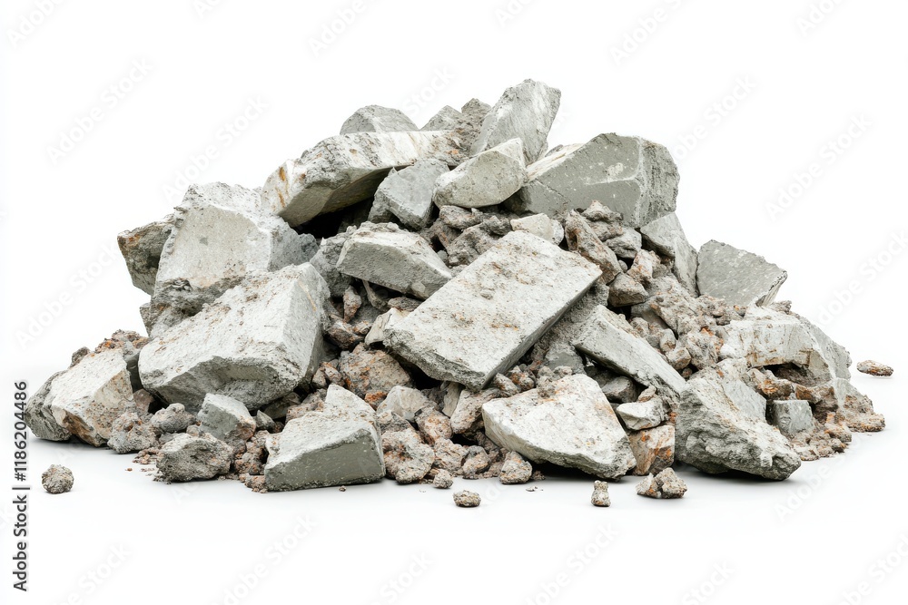 Pile of rubble debris broken concrete construction site scattered stones, destruction Pile of rubble debris broken concrete construction site scattered stones, destruction