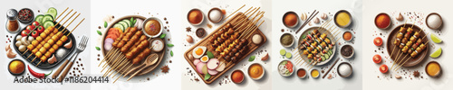 a vector collection of satay dishes from Indonesia
