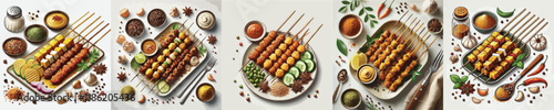 a vector collection of satay dishes from Indonesia