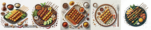 a vector collection of satay dishes from Indonesia