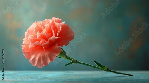 Beautiful orange carnation on a textured surface showcasing delicate petals a...
