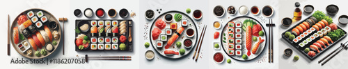 vector set of very delicious sushi dishes