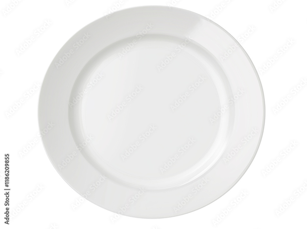 White plate isolated on a transparent background, cutout PNG White plate isolated on a transparent background, cutout PNG