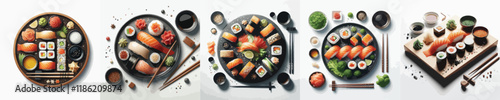 vector set of very delicious sushi dishes