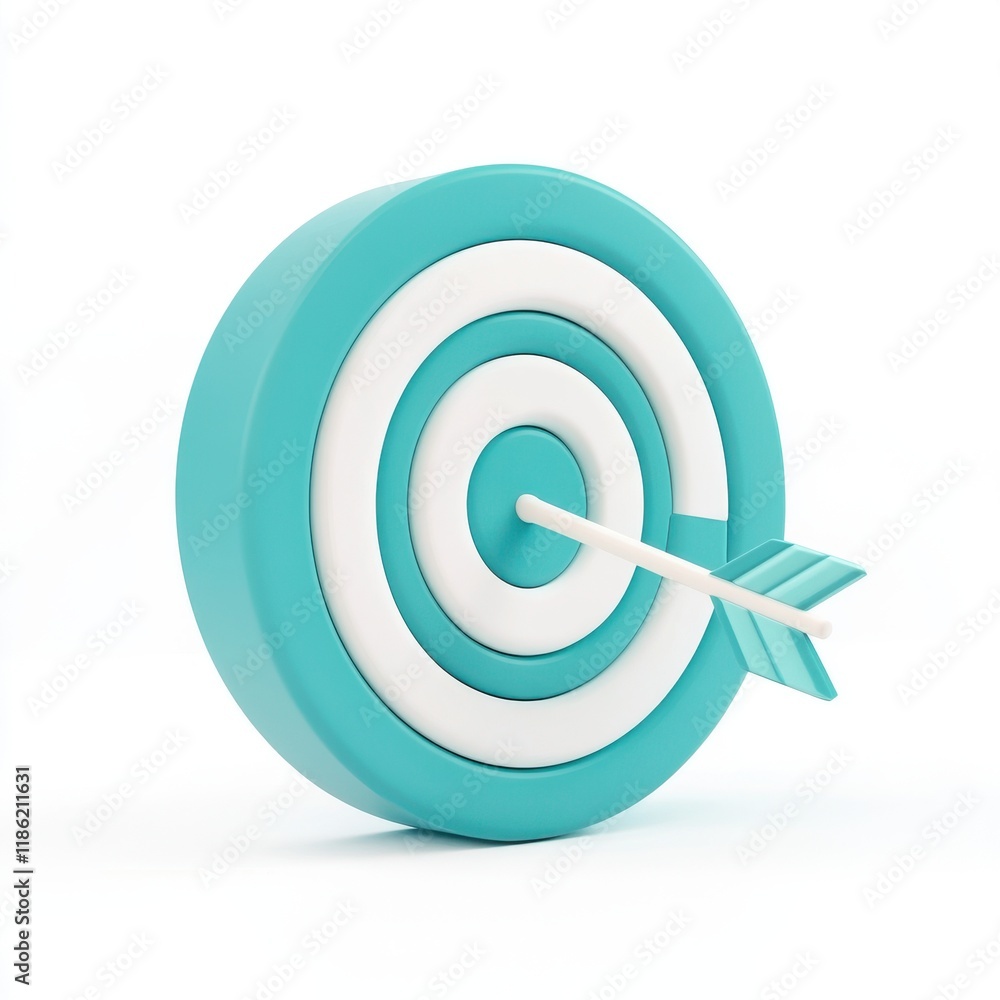 Teal target with arrow 3d render icon isolated on white background Teal target with arrow 3d render icon isolated on white background