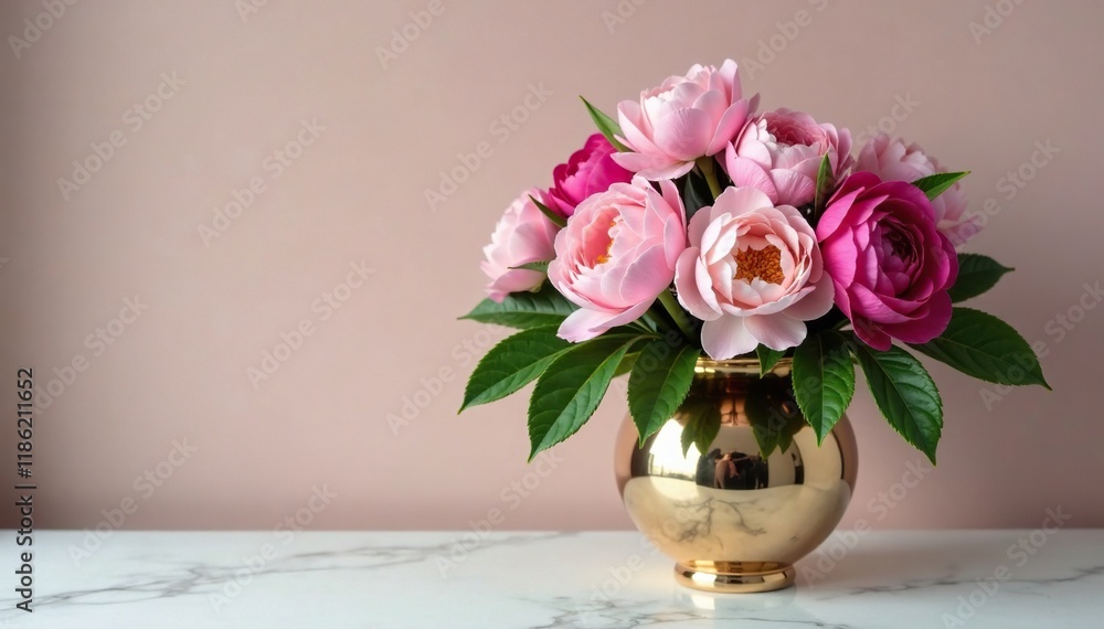 A stunning arrangement of peonies and roses in a luxurious vase, peonies, A stunning arrangement of peonies and roses in a luxurious vase, peonies,