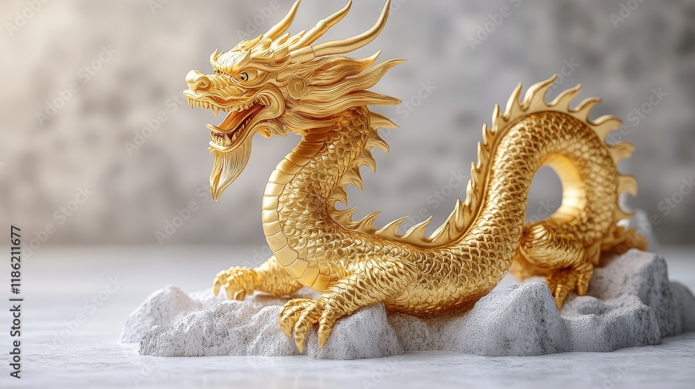 Fototapeta premium Intricate dragon sculpture showcasing skillful craftsmanship and artistry in design