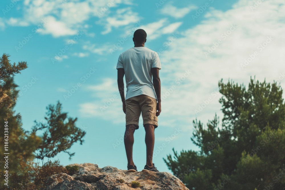 Stay Focused. Inspiration and Advice in Nature: Abstract Calm African American Adult in Carefree Activity Stay Focused. Inspiration and Advice in Nature: Abstract Calm African American Adult in Carefree Activity