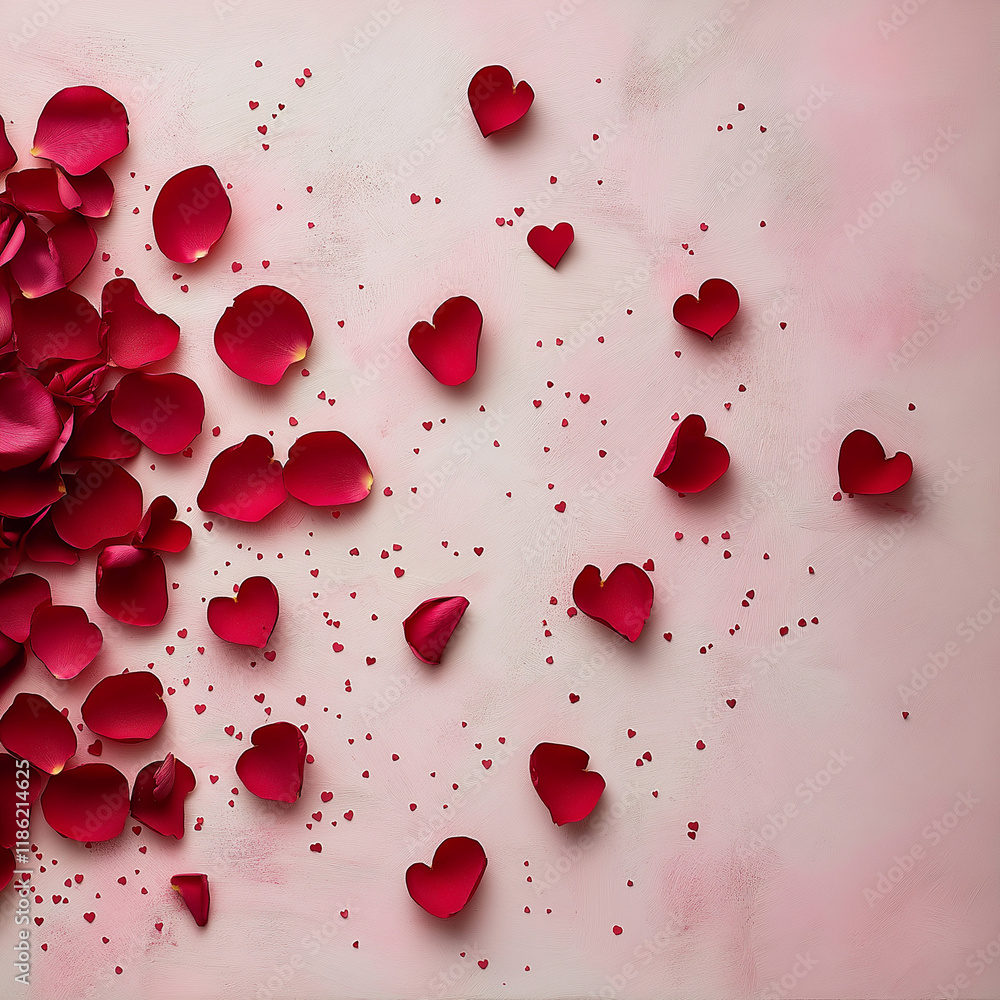 Beautiful Valentine’s Day Setting with Red Roses and Pink Heart Motifs for Love and Romance Decor Beautiful Valentine’s Day Setting with Red Roses and Pink Heart Motifs for Love and Romance Decor