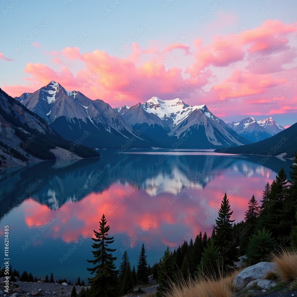 Soft pink hues illuminate the majestic mountains surrounding Salt Lake at sunset, warmcolors, atmospheric, Soft pink hues illuminate the majestic mountains surrounding Salt Lake at sunset, warmcolors, atmospheric,