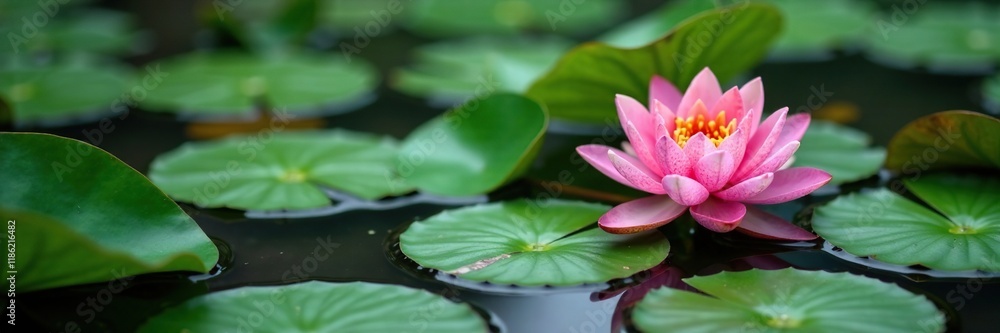 Water lily and lotus leaves growing on the pond surface, aquatic life plants pond surface, botanicals, aquatic ecosystem Water lily and lotus leaves growing on the pond surface, aquatic life plants pond surface, botanicals, aquatic ecosystem
