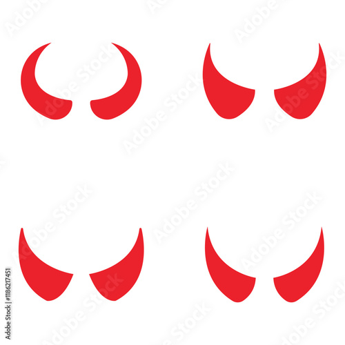 Devil horn set Vector icon design illustration Template