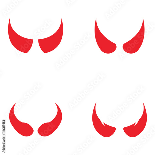 Devil horn set Vector icon design illustration Template