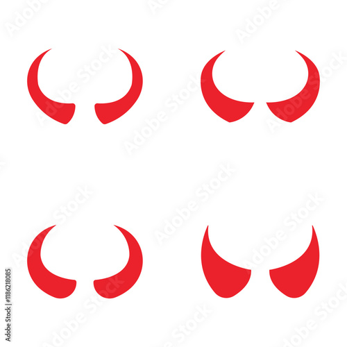 Devil horn set Vector icon design illustration Template
