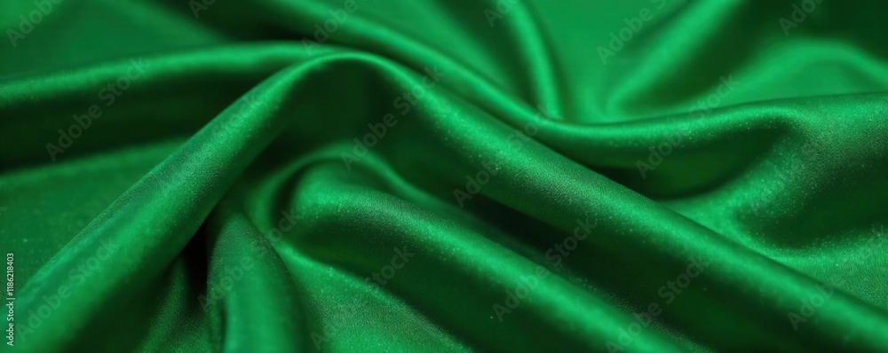 Fototapeta premium Emerald green fabric with luxurious silk weave, emerald, elegant, abstract