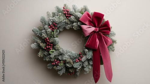 Creative wreath adorned with ribbons showcases delicate craftsmanship for hom...