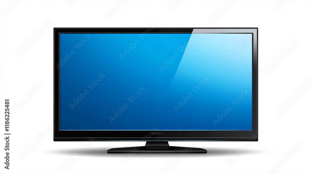 A realistic modern flat-screen television with a blue reflective display set against a clean white background representing advanced home entertainment technology
A realistic modern flat-screen television with a blue reflective display set against a clean white background representing advanced home entertainment technology