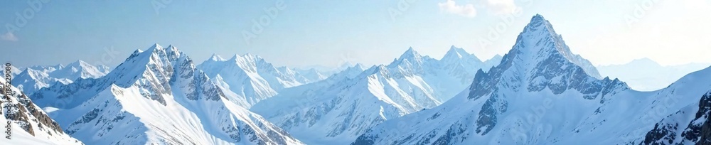 custom made wallpaper toronto digitalSoftly falling snow on a mountain range with layered triangular peaks, frosty, terrain, icy
