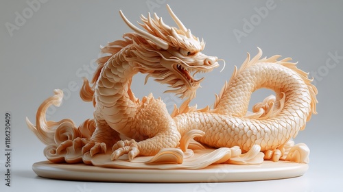 Intricate dragon sculpture showcasing skillful craftsmanship and artistry in ...