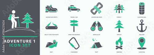 Adventure icons. Adventure icon set. Set icon of adventure. Vector illustration.