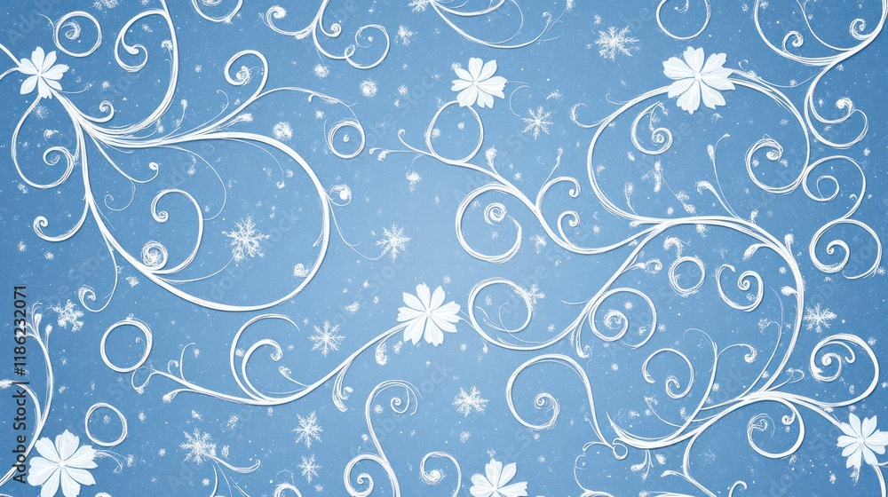 Frosty floral design, winter background, digital art, website decor Frosty floral design, winter background, digital art, website decor