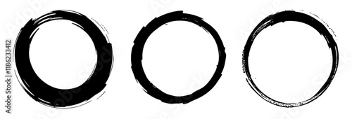 Set of grunge circle brush. Grunge banner collection. Black Brush Strokes Set. Grunge Paint stripe. brush Stroke. Distressed banner. Vector	