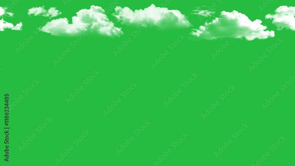 White fluffy clouds on a green screen. Clouds looping animation moving on green screen background White fluffy clouds on a green screen. Clouds looping animation moving on green screen background