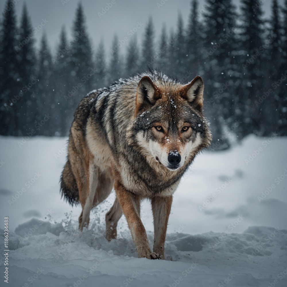 Fototapeta
A wolf is a large, carnivorous mammal belonging to the family Canidae and scientifically known as Canis lupus. Wolves are apex predators and are known for their strength, intelligence,.