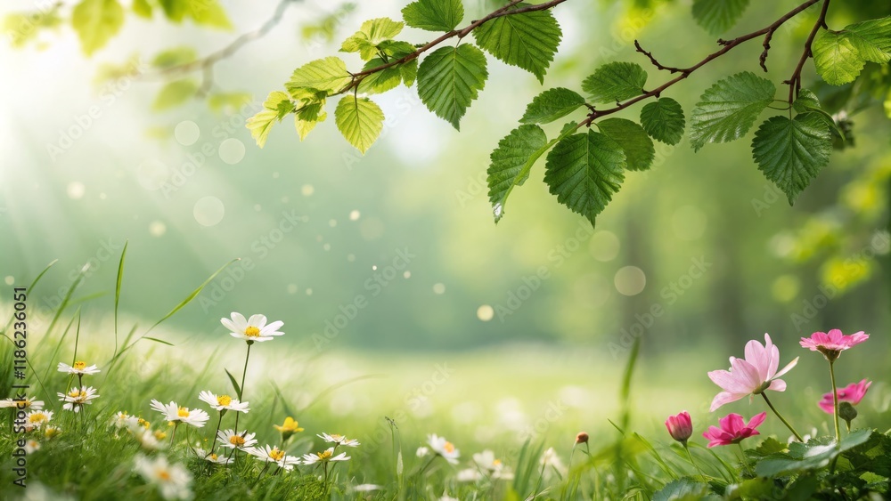 Spring Meadow Branch Silhouette, Daisy and Anemone Flowers, Soft Focus, Nature Photography, Springtime Nature photography, spring flowers Spring Meadow Branch Silhouette, Daisy and Anemone Flowers, Soft Focus, Nature Photography, Springtime Nature photography, spring flowers