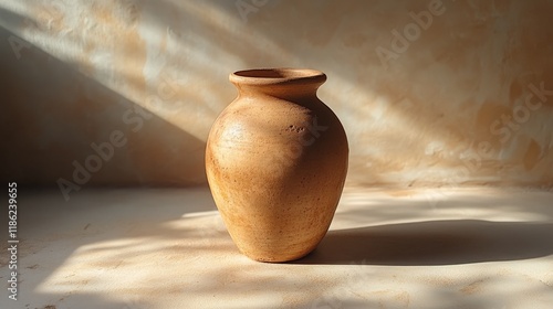 Natural light highlighting a vase with dried flowers on a wooden table in a c...