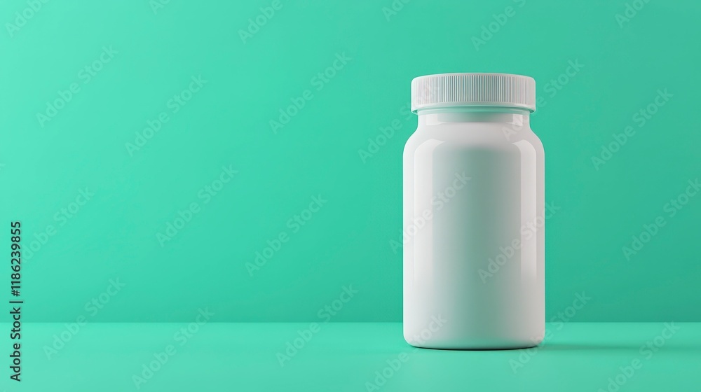 White Container on Green Background, Simple and Minimalistic Look White Container on Green Background, Simple and Minimalistic Look