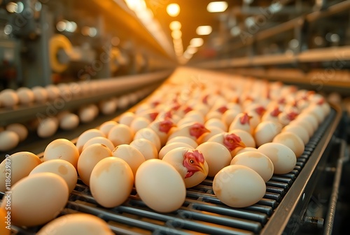 The chicken egg farm or Factory Chicken egg production. Agricultural Business 