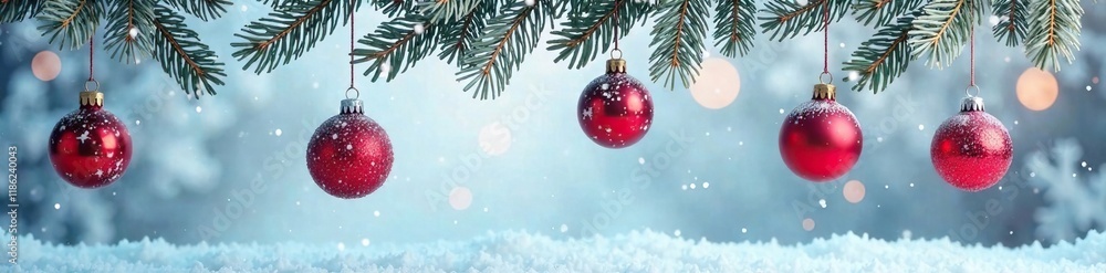 Frosty ornaments hang from a garland against a frosty silver-white backdrop, frozen, garland, frosty Frosty ornaments hang from a garland against a frosty silver-white backdrop, frozen, garland, frosty