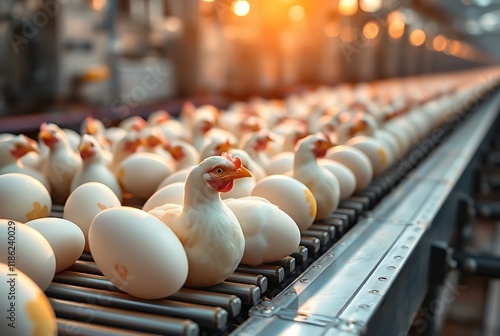The chicken egg farm or Factory Chicken egg production. Agricultural Business 