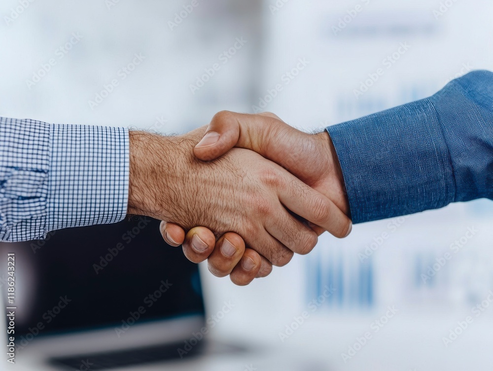 Close-Up of Two Business Partners Shaking Hands Over a Contract in a Modern Office Setting, Symbolizing Trust and Collaboration in Professional Agreements Close-Up of Two Business Partners Shaking Hands Over a Contract in a Modern Office Setting, Symbolizing Trust and Collaboration in Professional Agreements