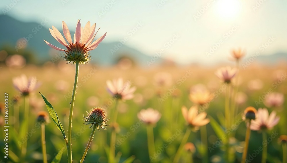Flax plants swaying gently in the warm breeze, flowers, flax, nature Flax plants swaying gently in the warm breeze, flowers, flax, nature